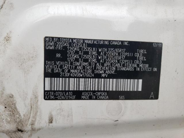 Photo 10 from auction – 2011 TOYOTA RAV4 LIMIT with VIN 2T3DF4DV0BW176624