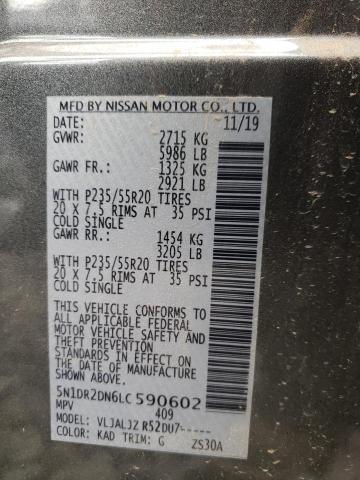 Photo 10 from auction – 2020 NISSAN PATHFINDER with VIN 5N1DR2DN6LC590602