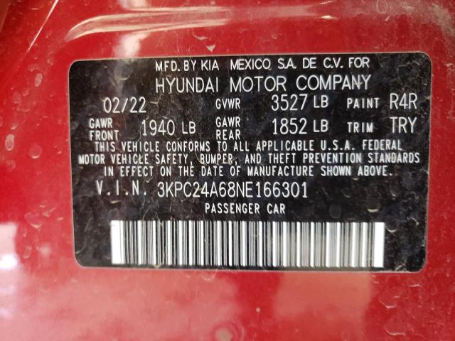 Photo 10 from auction – 2022 HYUNDAI ACCENT SE with VIN 3KPC24A68NE166301