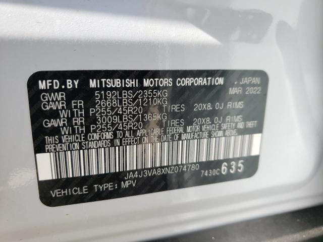 Photo 10 from auction – 2022 MITSUBISHI OUTLANDER with VIN JA4J3VA8XNZ074780