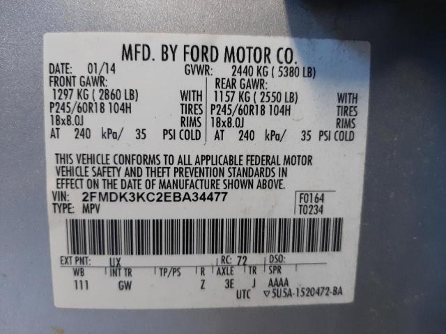 Photo 10 from auction – 2014 FORD EDGE LIMIT with VIN 2FMDK3KC2EBA34477