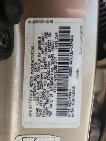Photo 10 from auction – 2002 TOYOTA CAMRY LE with VIN 4T1BE32K62U501217