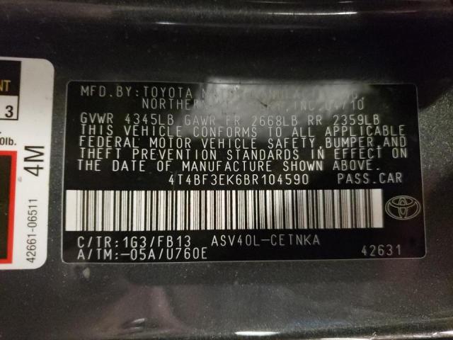 Photo 10 from auction – 2011 TOYOTA CAMRY BASE with VIN 4T4BF3EK6BR104590