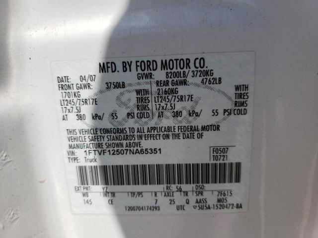 Photo 10 from auction – 2007 FORD F150 with VIN 1FTVF12507NA65351
