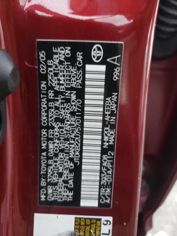 Photo 10 from auction – 2005 TOYOTA PRIUS with VIN JTDKB22U757011770