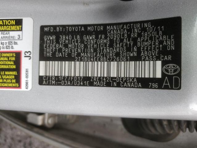 Photo 10 from auction – 2011 TOYOTA COROLLA with VIN 2T1BU4EE8BC726061