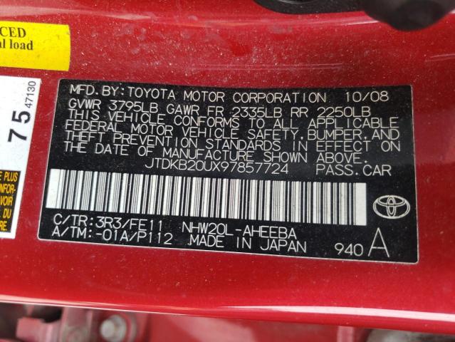 Photo 10 from auction – 2009 TOYOTA PRIUS with VIN JTDKB20UX97857724