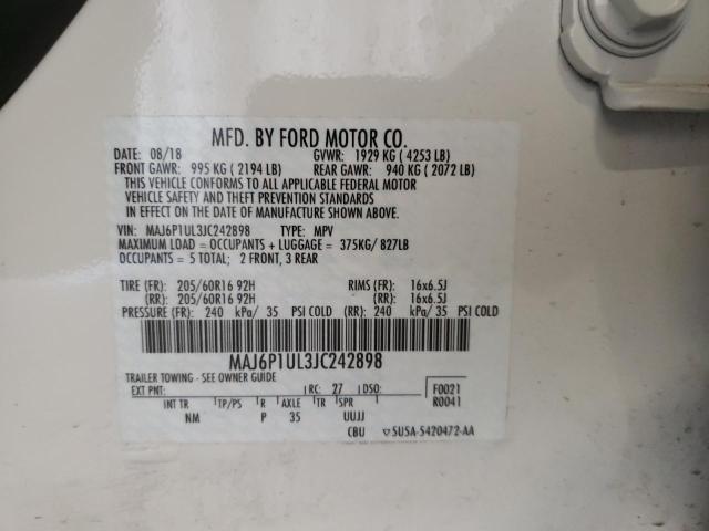 Photo 10 from auction – 2018 FORD ECOSPORT with VIN MAJ6P1UL3JC242898