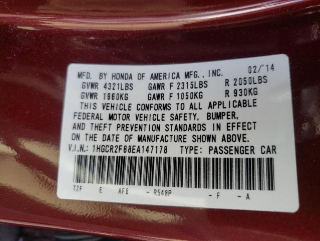 Photo 10 from auction – 2014 HONDA ACCORD EXL with VIN 1HGCR2F88EA147178