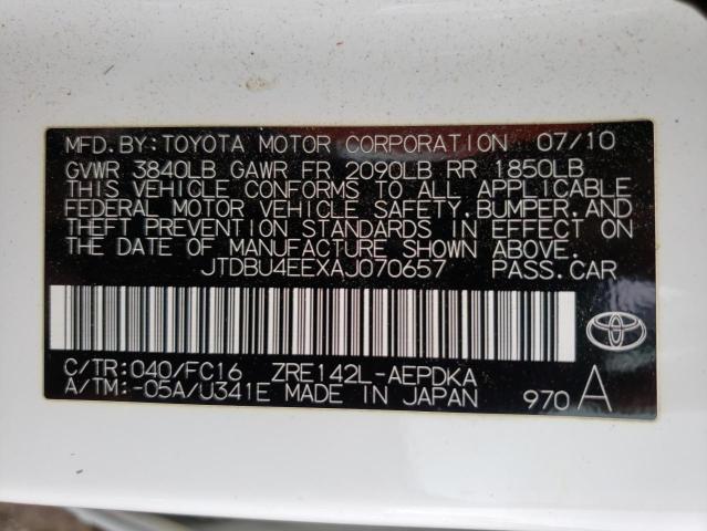 Photo 10 from auction – 2010 TOYOTA COROLLA BA with VIN JTDBU4EEXAJ070657