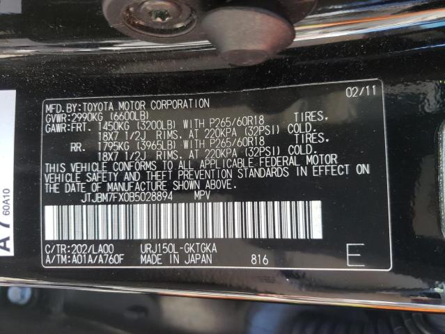 Photo 10 from auction – 2011 LEXUS GX 460 with VIN JTJBM7FX0B5028894