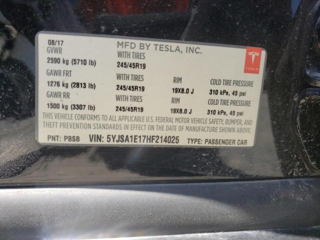 Photo 10 from auction – 2017 TESLA MODEL S with VIN 5YJSA1E17HF214025