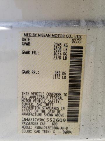 Photo 10 from auction – 2021 NISSAN LEAF SV with VIN 1N4AZ1CV3MC552609