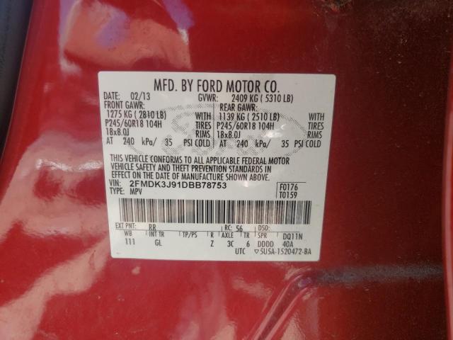 Photo 10 from auction – 2013 FORD EDGE SEL with VIN 2FMDK3J91DBB78753