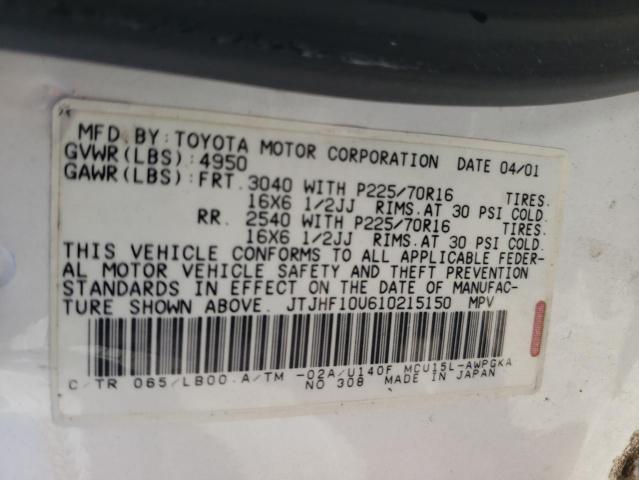 Photo 10 from auction – 2001 LEXUS RX 300 with VIN JTJHF10U610215150