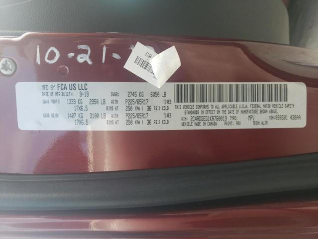 Photo 10 from auction – 2019 DODGE GRAND CARA with VIN 2C4RDGEG1KR760019
