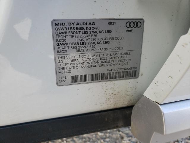 Photo 10 from auction – 2022 AUDI Q5 PREMIUM with VIN WA1EAAFY3N2006192