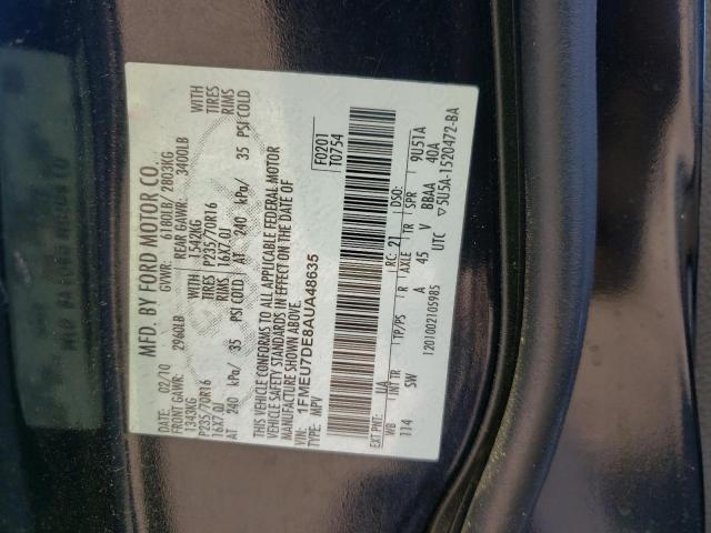 Photo 10 from auction – 2010 FORD EXPLORER X with VIN 1FMEU7DE8AUA48635