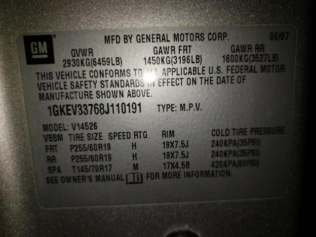 Photo 10 from auction – 2008 GMC ACADIA SLT with VIN 1GKEV33768J110191