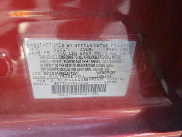Photo 10 from auction – 2019 NISSAN VERSA S with VIN 3N1CN7AP8KL874351