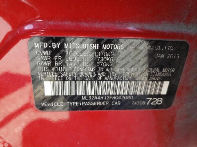 Photo 10 from auction – 2015 MITSUBISHI MIRAGE ES with VIN ML32A4HJ2FH042080