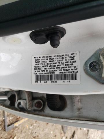 Photo 10 from auction – 2012 HONDA CIVIC EX with VIN 19XFB2F89CE303853