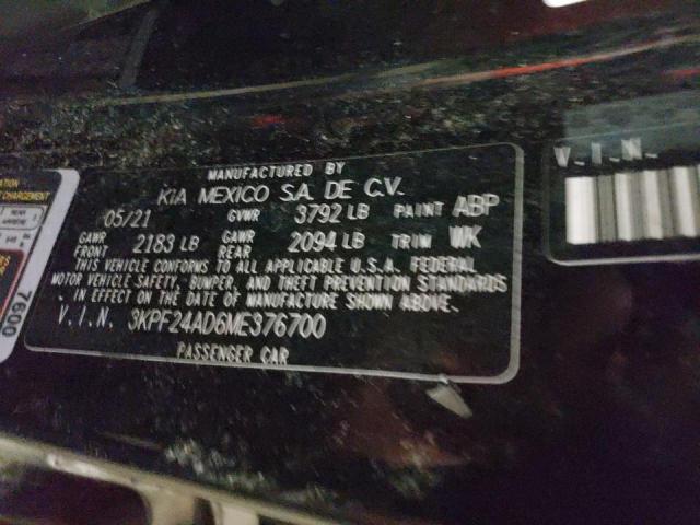 Photo 10 from auction – 2021 KIA FORTE FE with VIN 3KPF24AD6ME376700