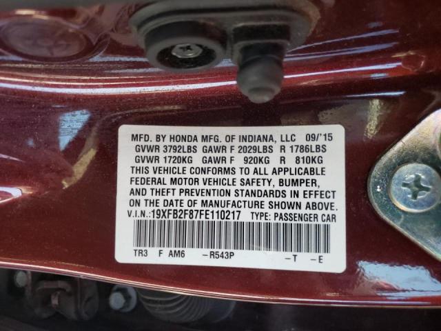 Photo 10 from auction – 2015 HONDA CIVIC EX with VIN 19XFB2F87FE110217