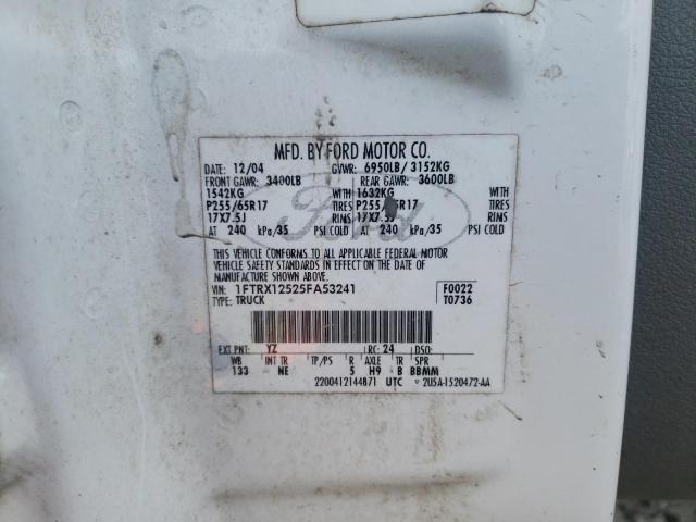 Photo 10 from auction – 2005 FORD F150 with VIN 1FTRX12525FA53241