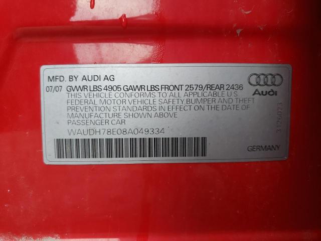 Photo 10 from auction – 2008 AUDI A4 3.2 QUA with VIN WAUDH78E08A049334