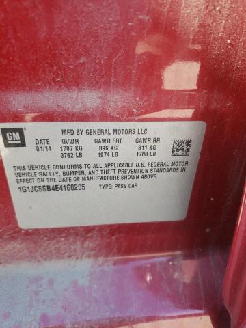 Photo 10 from auction – 2014 CHEVROLET SONIC LT with VIN 1G1JC5SB4E4160205