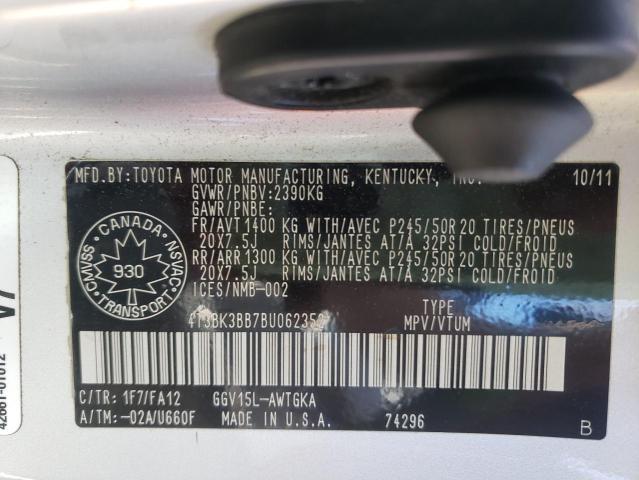 Photo 10 from auction – 2011 TOYOTA VENZA with VIN 4T3BK3BB7BU062352