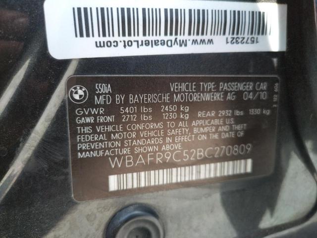 Photo 10 from auction – 2011 BMW 550 I with VIN WBAFR9C52BC270809