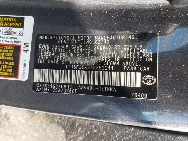 Photo 10 from auction – 2011 TOYOTA CAMRY BASE with VIN 4T1BF3EK7BU583211
