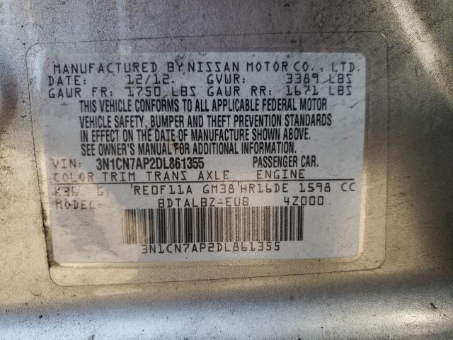 Photo 10 from auction – 2013 NISSAN VERSA S with VIN 3N1CN7AP2DL861355