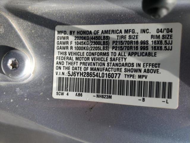 Photo 10 from auction – 2004 HONDA ELEMENT EX with VIN 5J6YH28654L016077