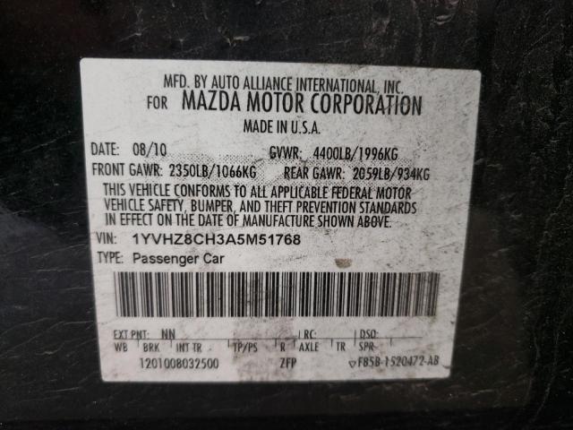 Photo 10 from auction – 2010 MAZDA 6 I with VIN 1YVHZ8CH3A5M51768