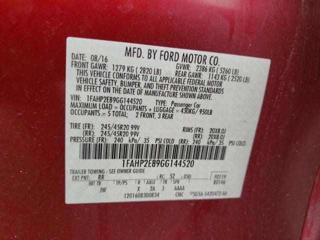 Photo 10 from auction – 2016 FORD TAURUS SEL with VIN 1FAHP2E89GG144520