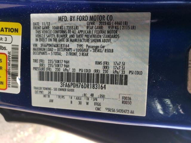 Photo 10 from auction – 2013 FORD FUSION SE with VIN 3FA6P0H76DR183164