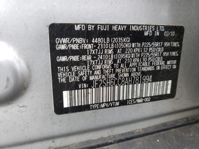 Photo 10 from auction – 2010 SUBARU FORESTER 2 with VIN JF2SH6CC8AH781994