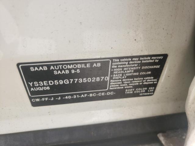 Photo 10 from auction – 2007 SAAB 9-5 2.3T with VIN YS3ED59G773502870