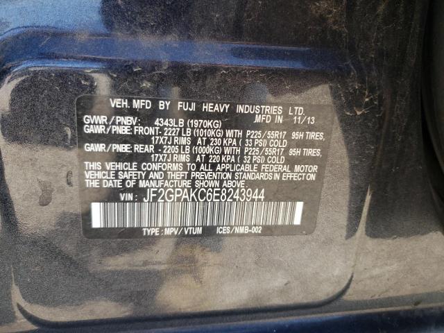 Photo 10 from auction – 2014 SUBARU XV CROSSTR with VIN JF2GPAKC6E8243944