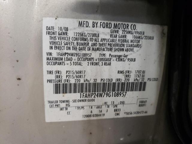 Photo 10 from auction – 2009 FORD TAURUS SEL with VIN 1FAHP24W79G108957