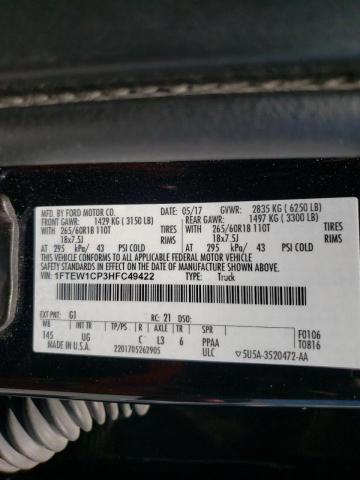 Photo 10 from auction – 2017 FORD F150 SUPER with VIN 1FTEW1CP3HFC49422