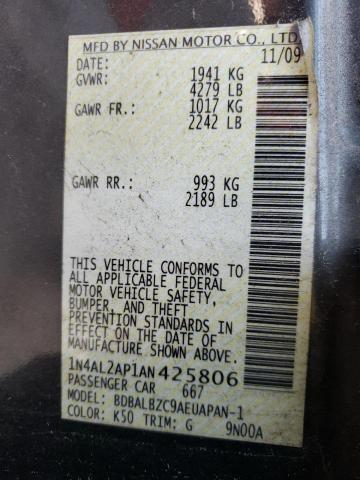 Zdjęcie 10 z aukcji – 2010 NISSAN ALTIMA BAS z VIN 1N4AL2AP1AN425806