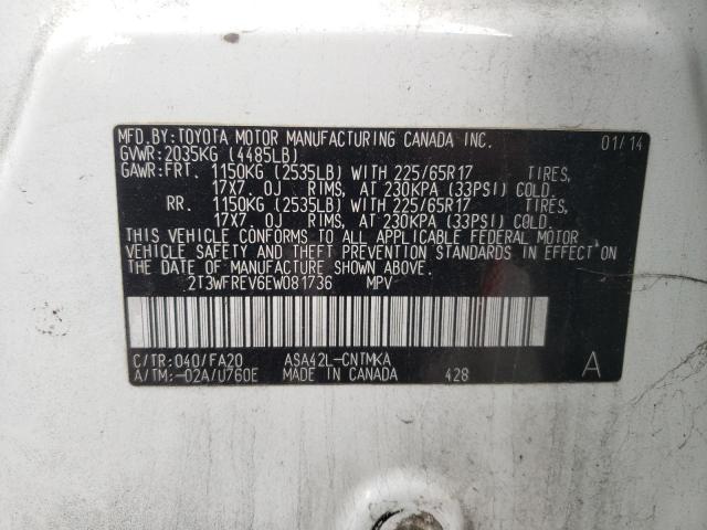 Photo 10 from auction – 2014 TOYOTA RAV4 with VIN 2T3WFREV6EW081736