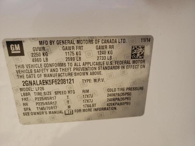 Photo 10 from auction – 2015 CHEVROLET EQUINOX LS with VIN 2GNALAEK5F6208121
