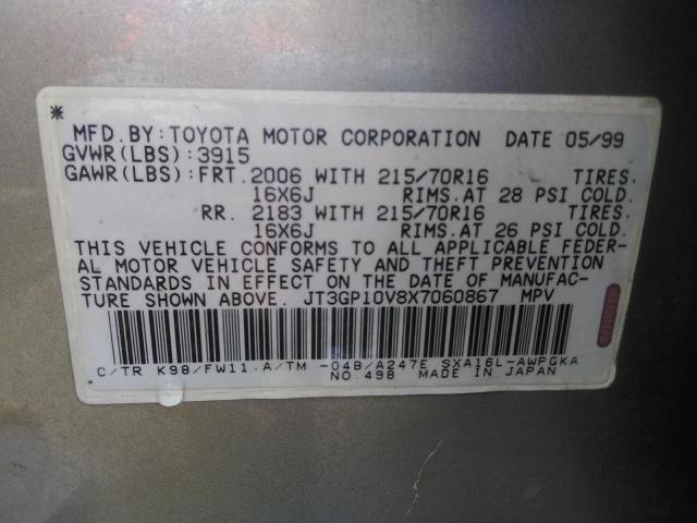 Photo 10 from auction – 1999 TOYOTA RAV4 with VIN JT3GP10V8X7060867