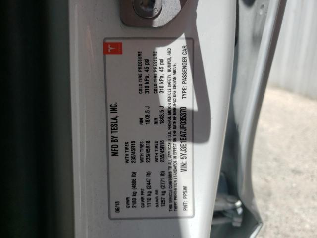 Photo 10 from auction – 2018 TESLA MODEL 3 with VIN 5YJ3E1EA7JF035370