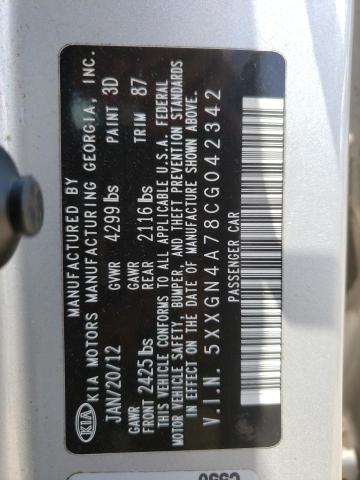 Foto 10 de la subasta – 2012 KIA OPTIMA EX con VIN 5XXGN4A78CG042342